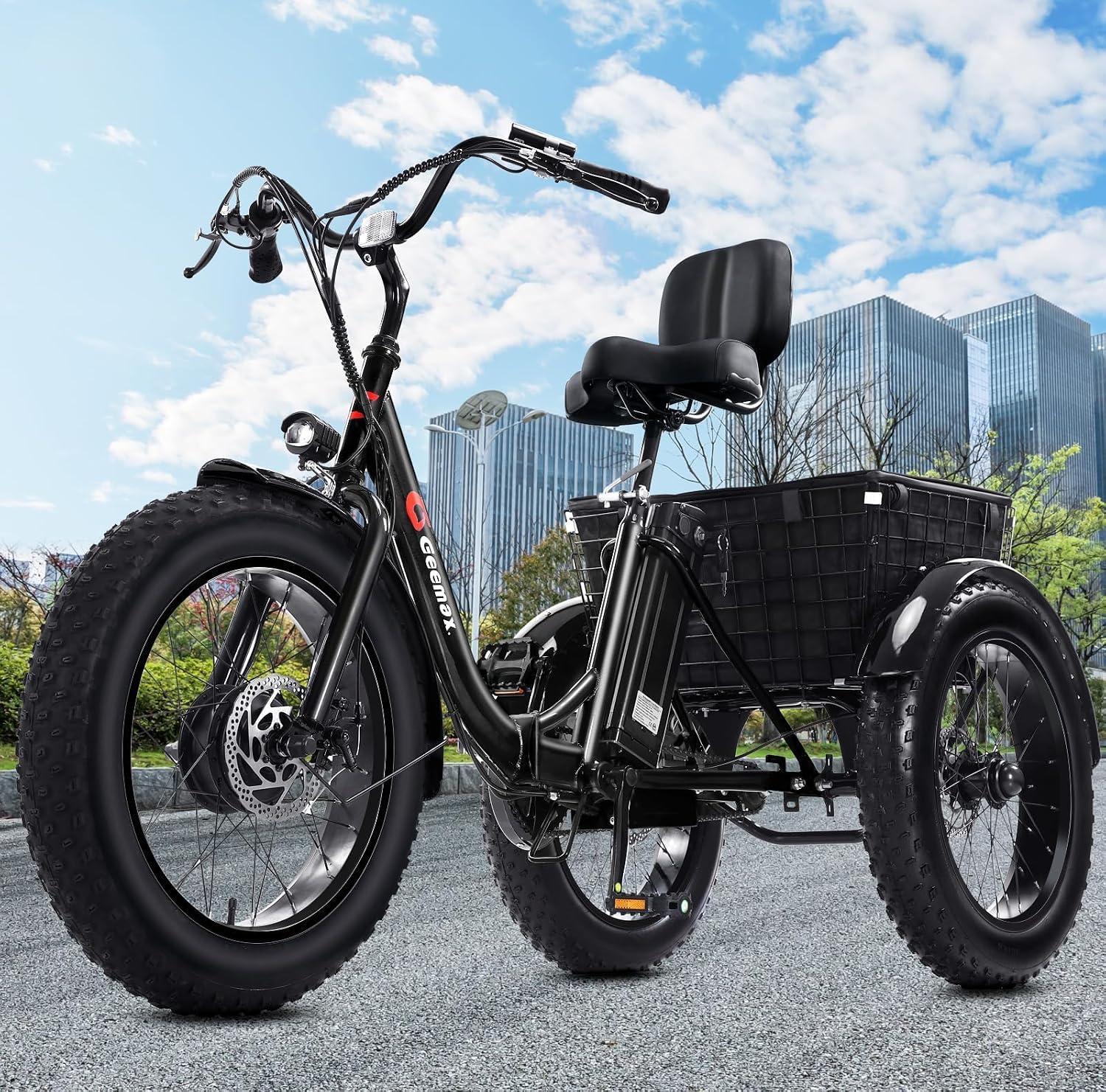 Geemax Electric Tricycle for Adults, 20' x 4.0 Fat Tire Electric Trike, Peak 750W 25MPH 36V 13Ah Lithium Battery UL Certified, Premium 80% Assembled Foldable 3 Wheel Electric Bicycle