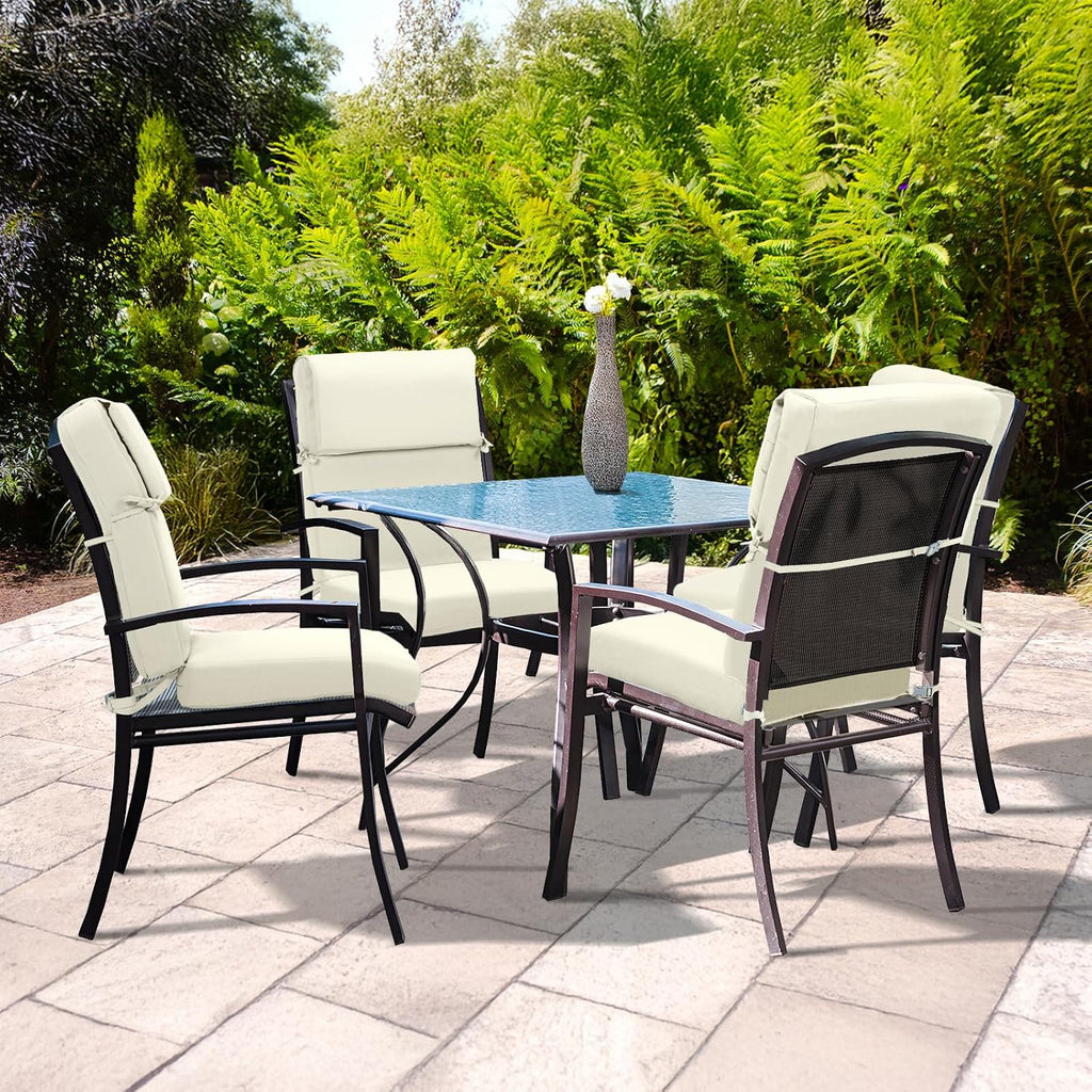 BPS 20 x 20 Inch Outdoor Rocking Chair Cushion Set of 4, Fade-Resistant and Water-Resistant Olefin Fabric Patio Chair Cushions with Removable Cover and Straps for Outdoor/Indoor Swivel, Dining Chairs