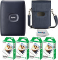 Fujifilm Instax Mini Link 2 Smartphone Instant Printer Space Blue, Fuji Mini Film 40 Sheets Protective Case, Bundle