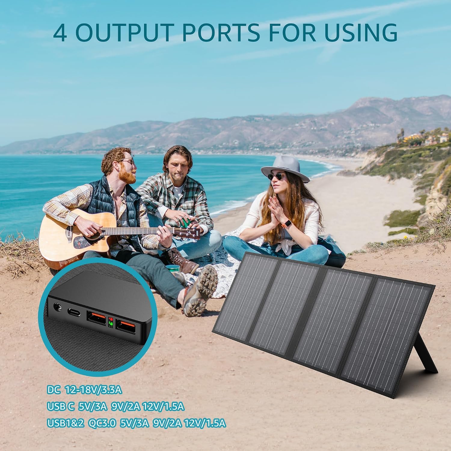 Apowking Portable Power Station Bank 100W with 60W Portable Solar Panels for Camping Van RV Trip