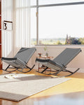 Rocking Chair Outdoor Set of 2 Patio Chairs Rocking Chairs Outdoor Lounge Rattan Chair for Outside Lawn with Cushions for Front Porch, Garden, Backyard, Lawn, Patio,Grey