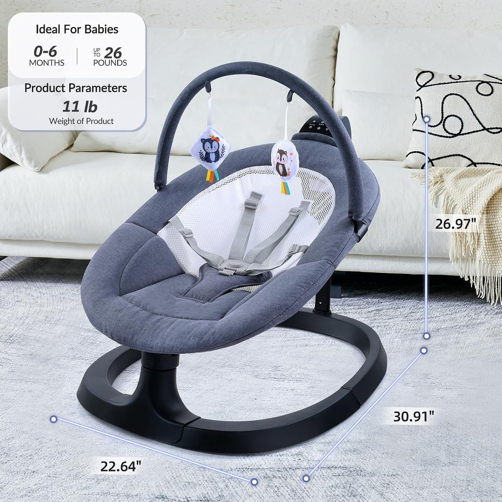 VaVaSoo 2-in-1 Electric Baby Swing, Toddler Seat up to 66 lbs, Dual-Arm Support for Enhanced Stability, 3 Swing Motions & 8 Soothing Sounds, Baby Rocking Chair with Remote,Adjustable Height, Dark Gray