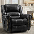 MEETWARM Oversized Swivel Rocker Recliner Chair with Heat and Massage, Manual Glider Rocking Recliner Chair, 360°Swivel Nursery Reclining Sofa with Remote Control/USB Ports for Living Room(Black)