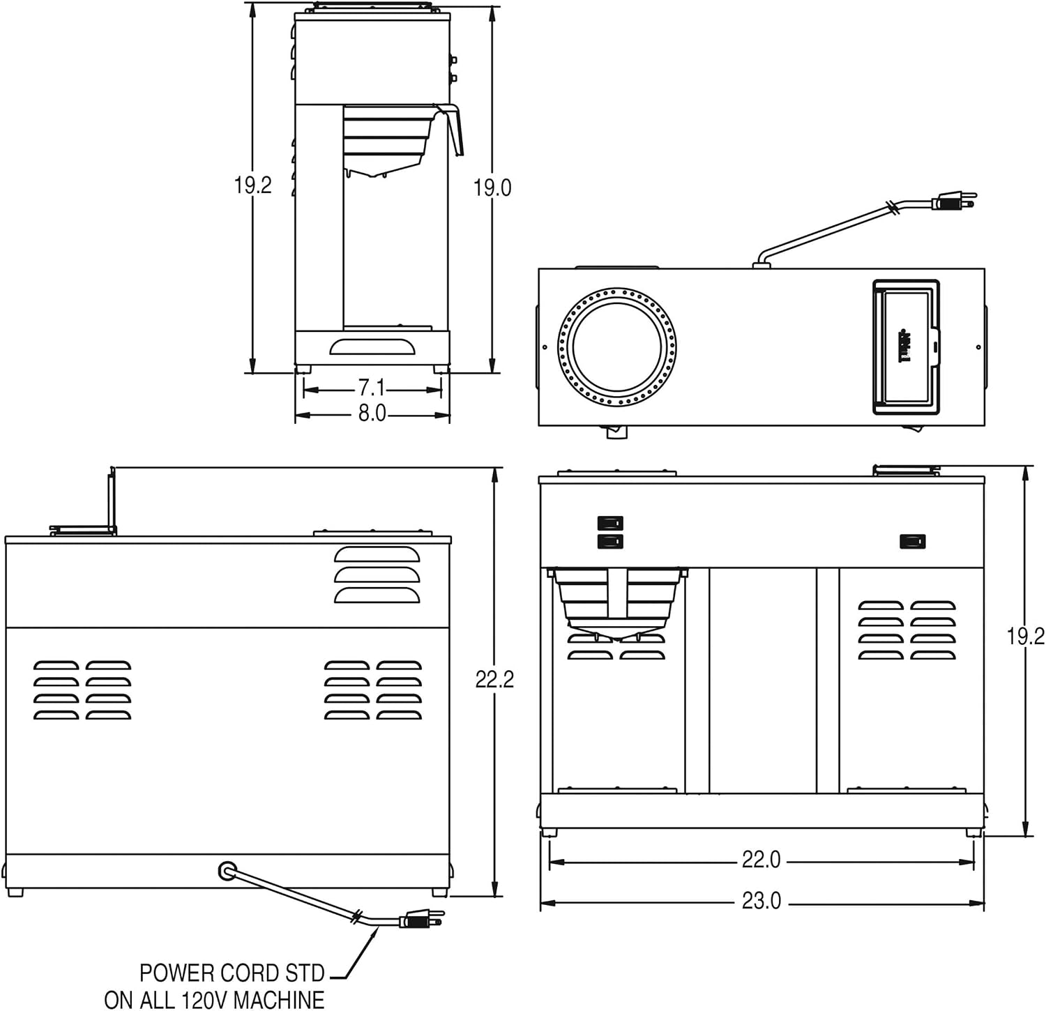 BUNN 04275.0031 VPS 12-Cup Pourover Commercial Coffee Brewer, with 3 Warming Stations (120V/60/1PH)