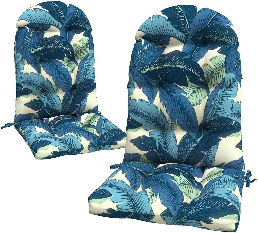 LVTXIII Outdoor Adirondack Chair Cushions, 44x19x4 Inch Non-Slip High Back Rocking Chair Cushion, Tufted Seat Cushion for Patio Furniture, Set of 2, Swaying Palms Blue