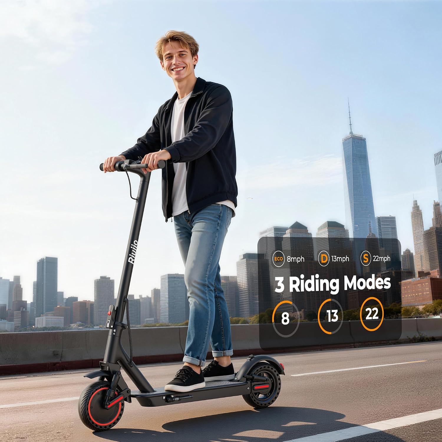 Electric Scooter, 350W-500W Motor, 9 MPH to 22MPH, 10-41 Miles Range, Dual Suspension, Dual Braking, App Control, Foldable Commuter E Scooter for Adults and Teens