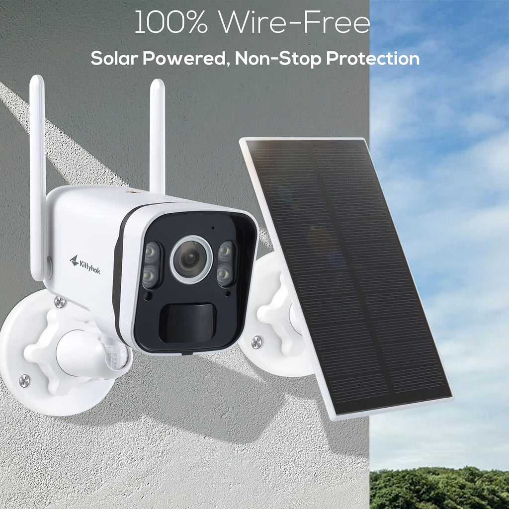Kittyhok Solar Home Security Camera System, 4pcs 2k Ultra Solar Security Cameras Wireless Outdoor, Smart Human Detection, Spotlight, Forever Power, 10CH NVR, 60 Days Local Storage, 0 Monthly Fee