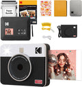 KODAK Mini Shot 3 Retro 4PASS 2-in-1 Instant Digital Camera and Photo Printer (3x3 inches) Initial 8 Sheets + 30 Sheets Gift Bundle, White (NOT Zink)