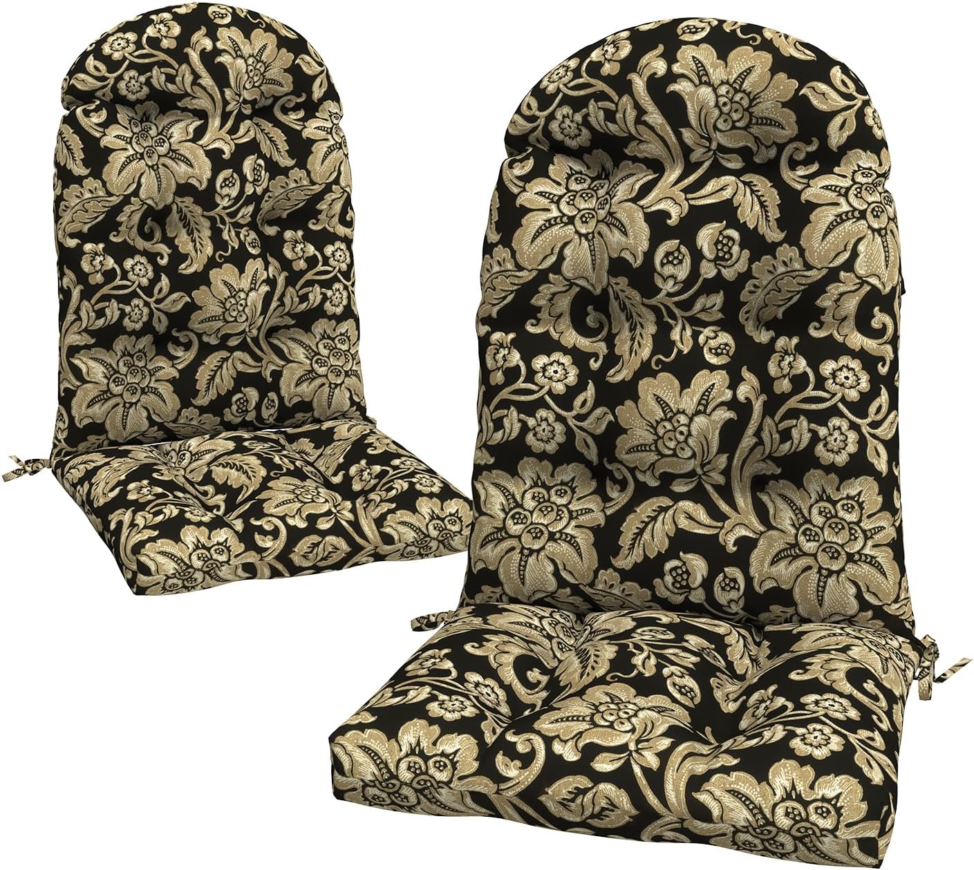 LVTXIII 2 Pack Outdoor Adirondack Chair Cushions, 44x19x4 Inch Water Repellent Patio Cushions for Rocking Chairs, Thick Tufted High Back Seat Cushion Set, Jacobean Black
