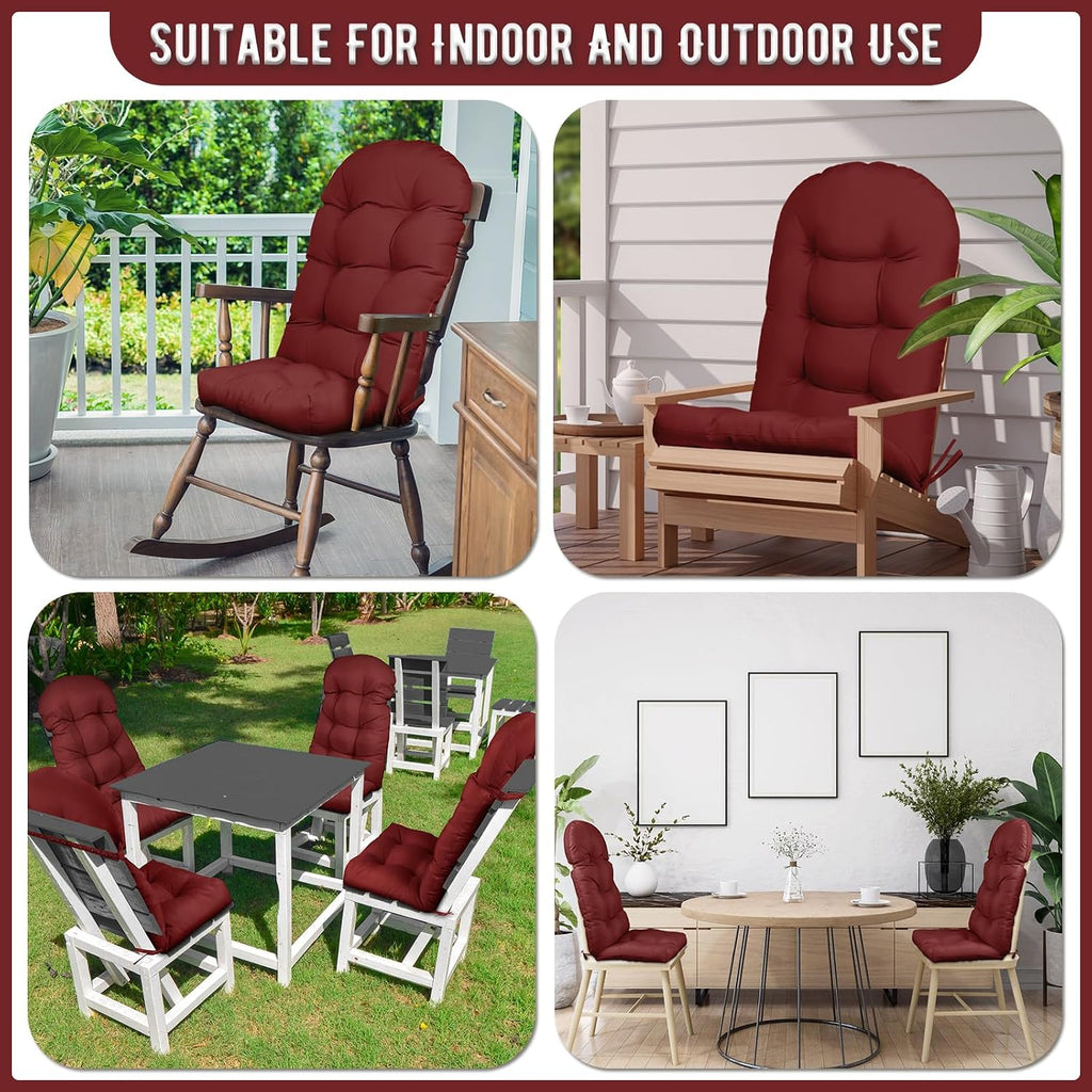 4 Pack Adirondack Chair Cushion, Waterproof Rocking Chair Cushion - Fade Resistant Patio Furniture Cushions, Thickened Patio Chair Pad for Outdoor and Indoor, 49x20x5 Inch