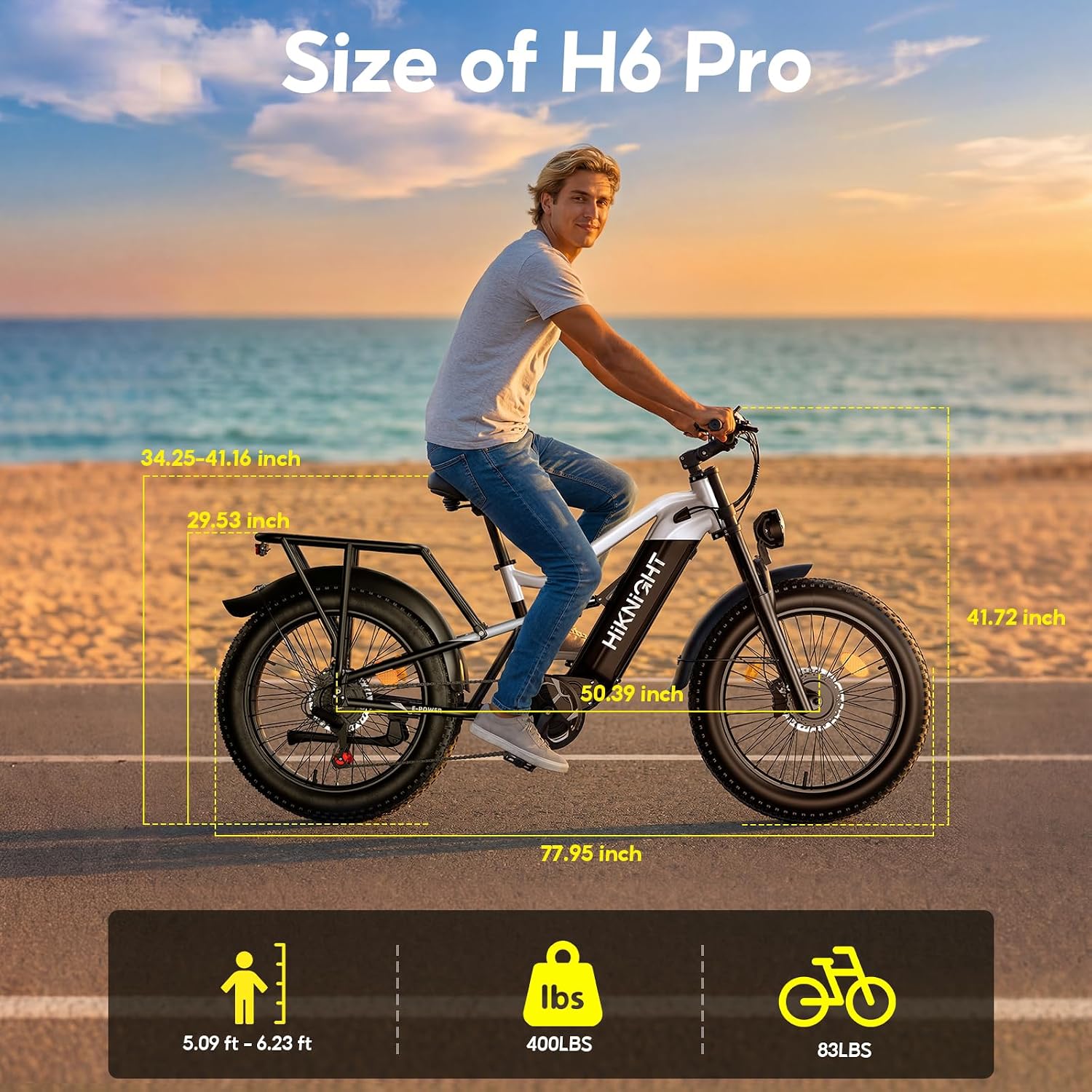 Dual Motor Electric Bike 4000W Peak, 52V 20AH Removable Battery, 24' x 4.0' Fat Tire, 40MPH Full Suspension Dual Hydraulic Brakes Adult E-Bike with Adjustable Stem & Extra Large Thick Seat