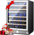 BODEGA 24 Inch Wine Cooler-46 Bottles Dual Zone Wine Fridge,41-68°F Wine Refrigerators Free standing, Built-in Compressor Mini Fridge with Adjustable Shelves for Home,kitchen, Office, Bar.