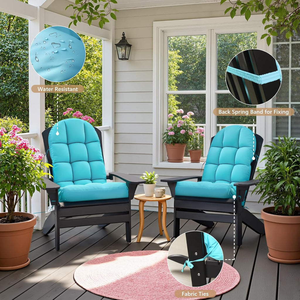 Sannwsg Adirondack Chair Cushion Set of 4, Rocking Chair Cushions, High Back Patio Cushions, Thickened Weather Resistant Patio Cushion with 6 Ties, Non Slip Fade & Waterproof