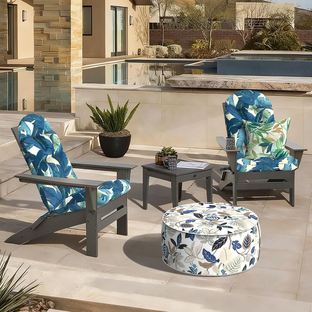 LVTXIII Outdoor Adirondack Chair Cushions, 44x19x4 Inch Non-Slip High Back Rocking Chair Cushion, Tufted Seat Cushion for Patio Furniture, Set of 2, Swaying Palms Blue