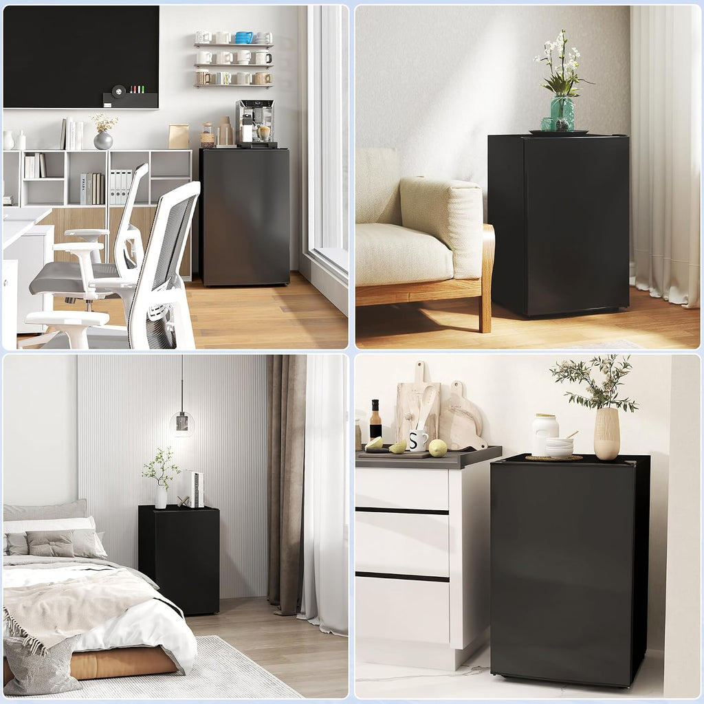 HOMCOM Mini Fridge with Freezer, 4.5 Cu.Ft Small Refrigerator with Adjustable Thermostat, Energy Efficient, Low Noise, Mini Refrigerator for Bedroom, Dorm, Office, Black