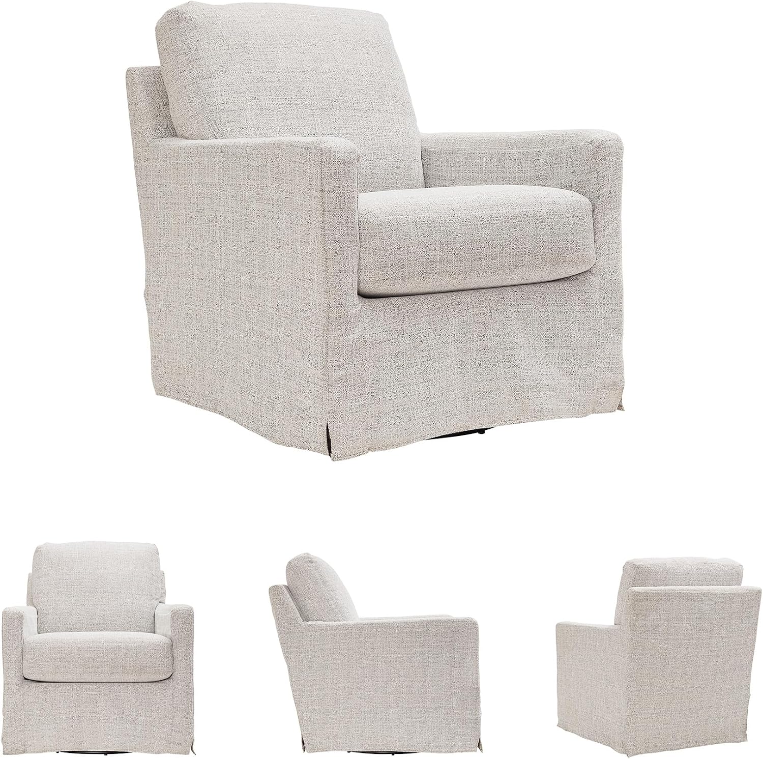 Signature Design by Ashley Nenana Next-Gen Nuvella Casual UV Resistant Upholstered Swivel Glider Accent Chair with Removable Slipcover, Light Gray