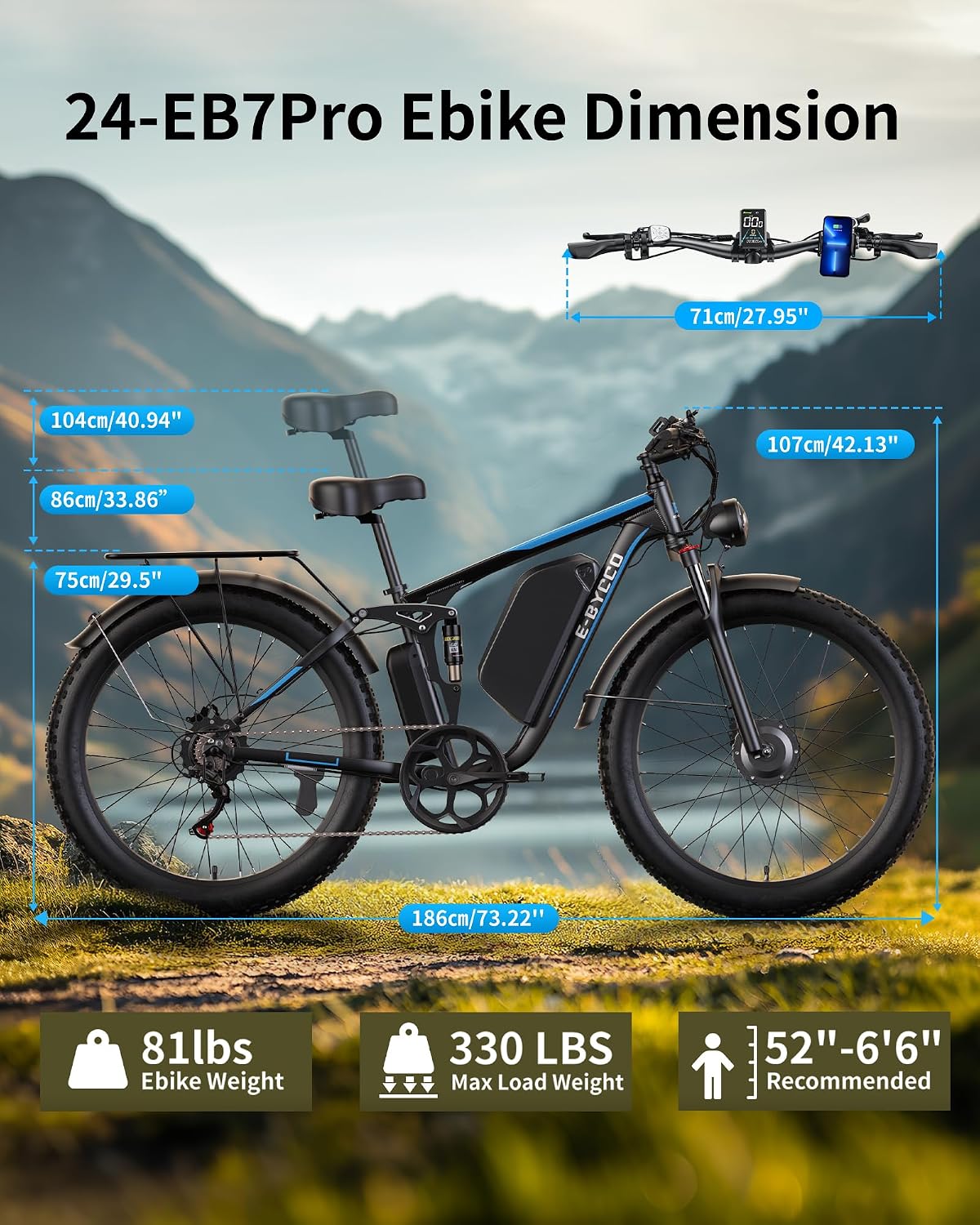 E·Bycco 6000W Peak Dual Motor Electric Bike for Adults, 52V 32AH Battery, Max 45MPH & 100Miles, Full Suspension, Hydraulic Brake, Fat Tire E-Bikes for Men Women