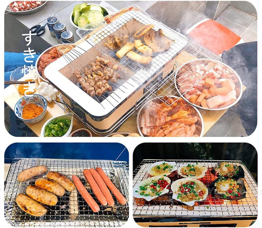Japanese Ceramic Tabletop Grill, Rectangular BBQ Hibachi Charcoal Grill Table Yakatori Charcoal Cooker for Indoor Outdoor Stove