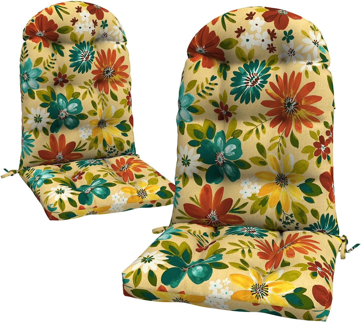 LVTXIII 2 Pack Outdoor Adirondack Chair Cushions, 44x19x4 Inch Water Repellent Patio Cushions for Rocking Chairs, Thick Tufted High Back Seat Cushion Set, Floral Multi