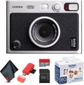 FUJIFILM INSTAX MINI EVO Hybrid Instant Camera (Black) Bundle with 32GB Memory Card + Camera Case + USB Card Reader, SD/microSD + Microfiber Cleaning Cloth