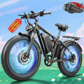 9000W Peak Dual Motor Electric Bike for Adults, 46MPH 100 Miles Long Range Ebike, 52V 34Ah Removable Battery, 7 Speed, Full Suspension 24' Fat Tire E-Bike for Mountain Off-Road Commuter Snow