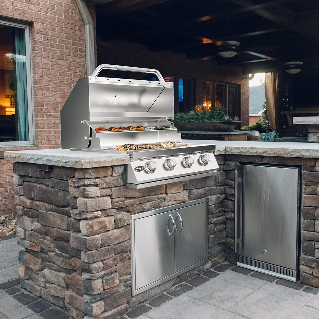 Hygrill STD Series 32-Inch Built In Grill, Stainless Steel 4-Burner Grill Head for Outdoor Kitchen, Liquid Propane