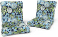 LVTXIII Outdoor Solid Low Back Cushion, Patio Tufted Replacement Rocking Chair Cushion with Ties, 2 Count Seat and Back Chair Cushions for Patio Furniture Use, 42 L x 21 W, Azure Botanical Symphony‌