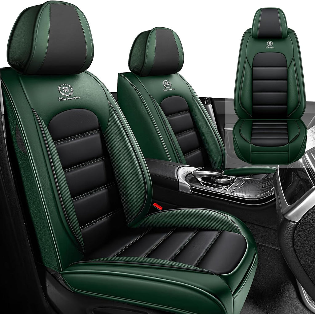 Car Seat Cover Fit for Rivian R1T 2022-2025,Compatible Airbag Non-Slip Waterproof Seat Cover,Car Seat Protector Premium Interior (Standard 2 Seats,Black Green)
