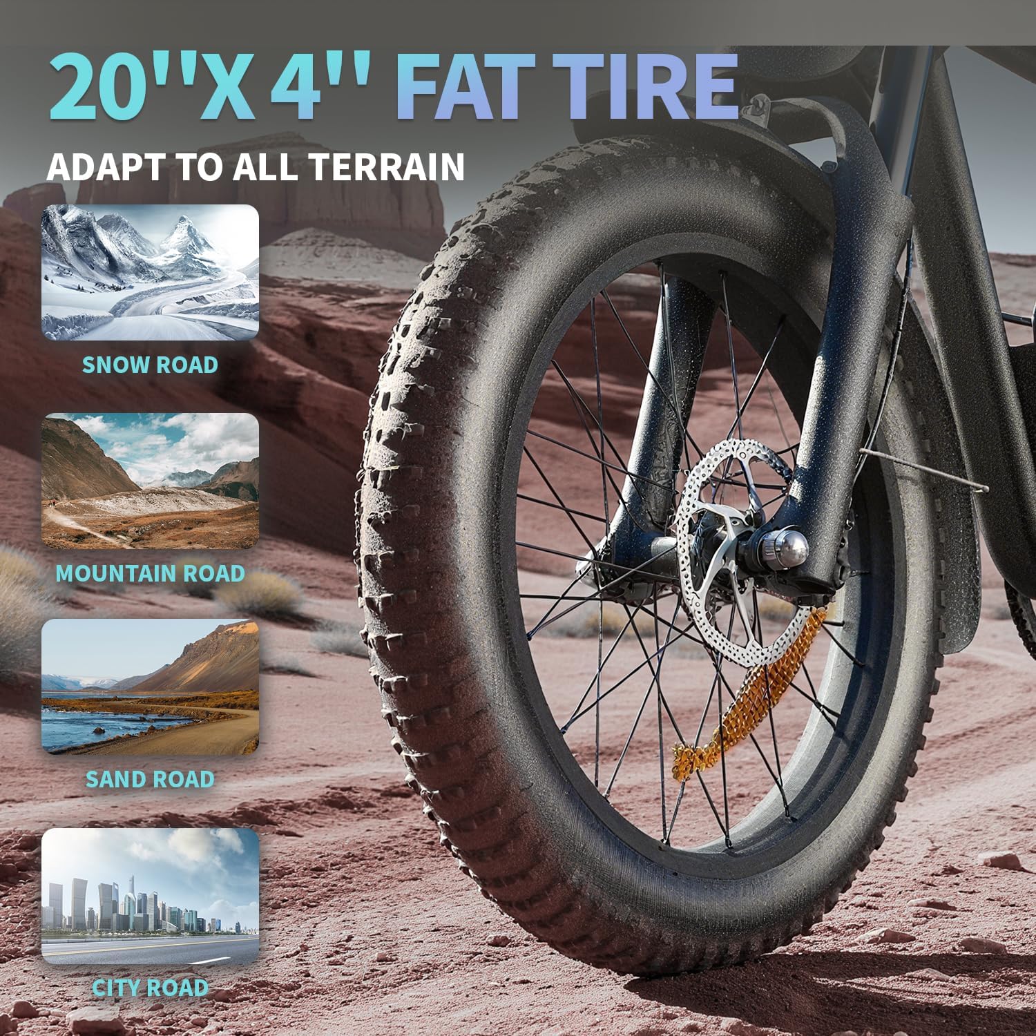 Electric Bike for Adults 48V 20AH Power 1500W Peak 35MPH Max 60 Miles Electric Motorcycle 20' Fat Tire Dirt Bike Shamano 7-Speed E-Bike for All Terrain Dirt Bike