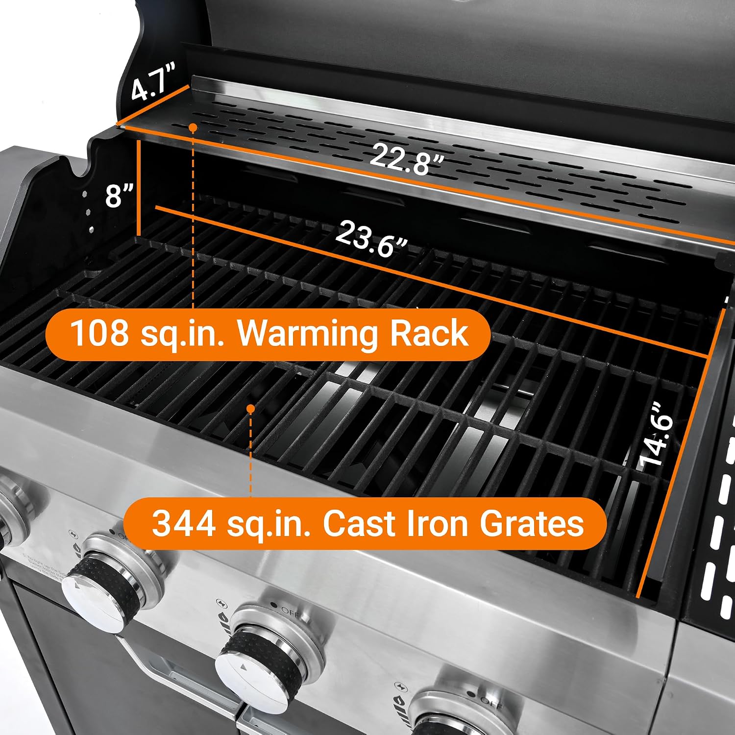 4 Burner Propane Gas Grill 51,000 BTU Stainless Steel Barbecue Grill with Side Burner and Cover Portable Outdoor BBQ Grill Flame Regulator and Steel Wire Insulation Frame for Patio Garden Camping