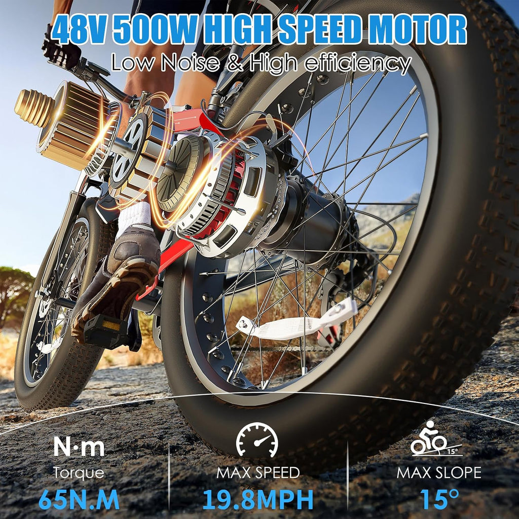 GOCIO 26' Fat Tire Electric Bike for Adults - 48V 750W Powerful Motor, 40 Miles Range, Dual Suspension, All-Terrain E-Bike