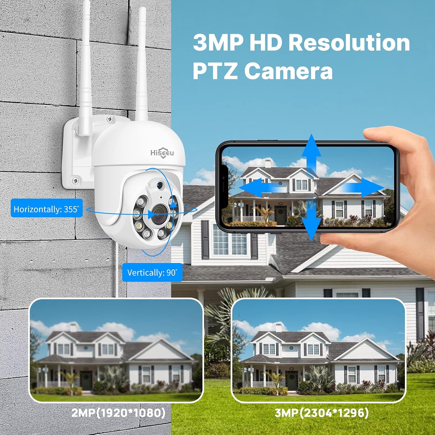 【 5mp, Two-Way Audio, 360 ° Tracking】 Monitoring Camera Wireless Hiseeu Integrated NVR 1920P 5-megapixel 4-Piece Set with Built-in 1TBHDD can be Added to 10 Channels for Remote Monitoring