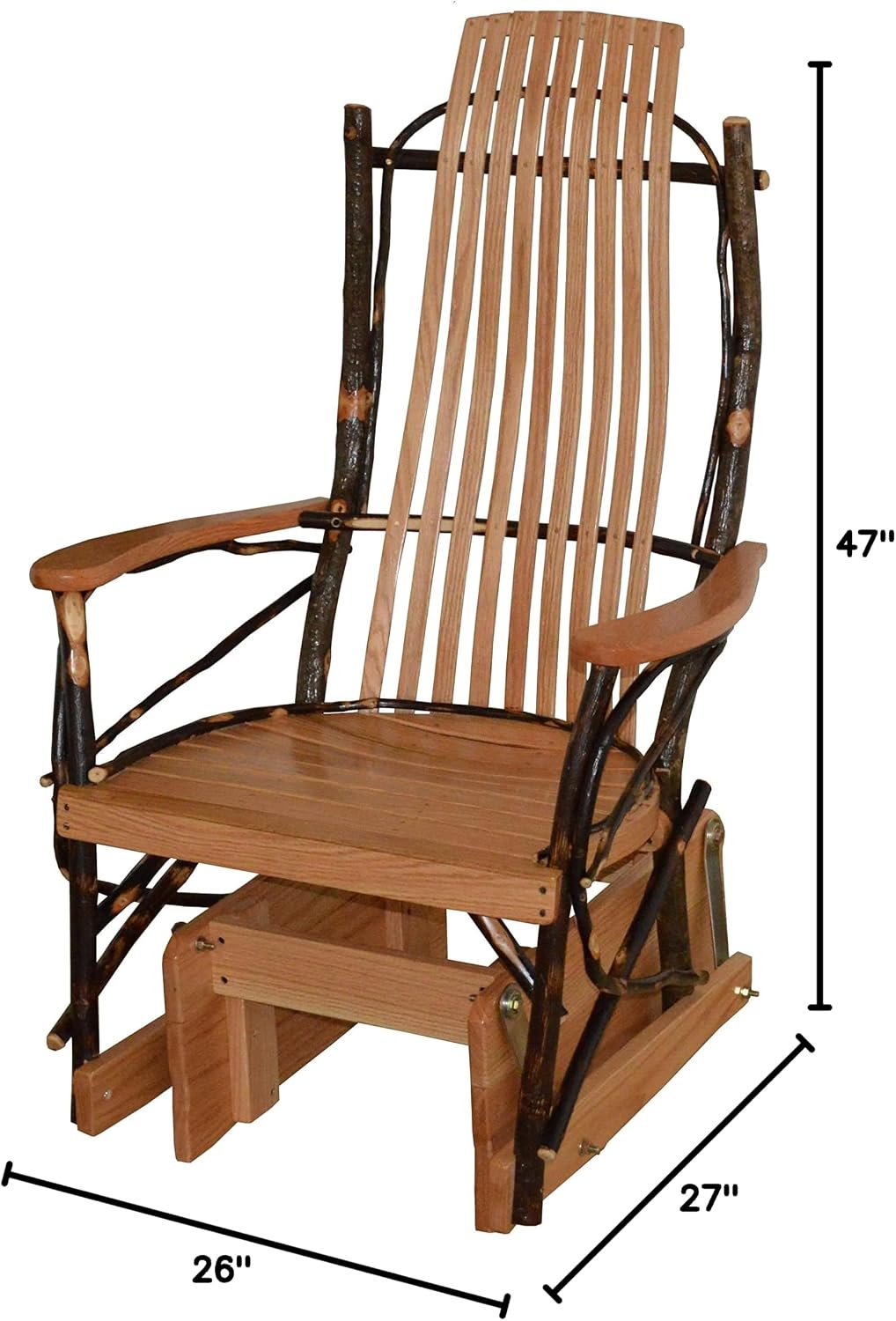 Amish-Made Large Natural-Stained Oak and Hickory Glider Rocking Chair