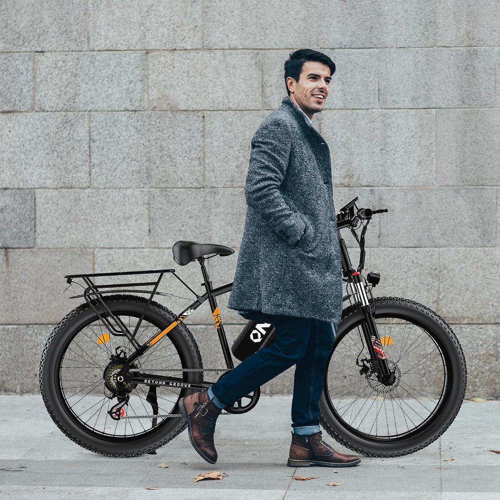 QnQ Electric Bike for Adults, Powerful 2000W Peak Motor, 26' Tires, 34MPH & 60 Miles Long Range, 48V 15Ah Removable Battery, Lockable Suspension, Electric Mountain Ebikes for Adults and Teens