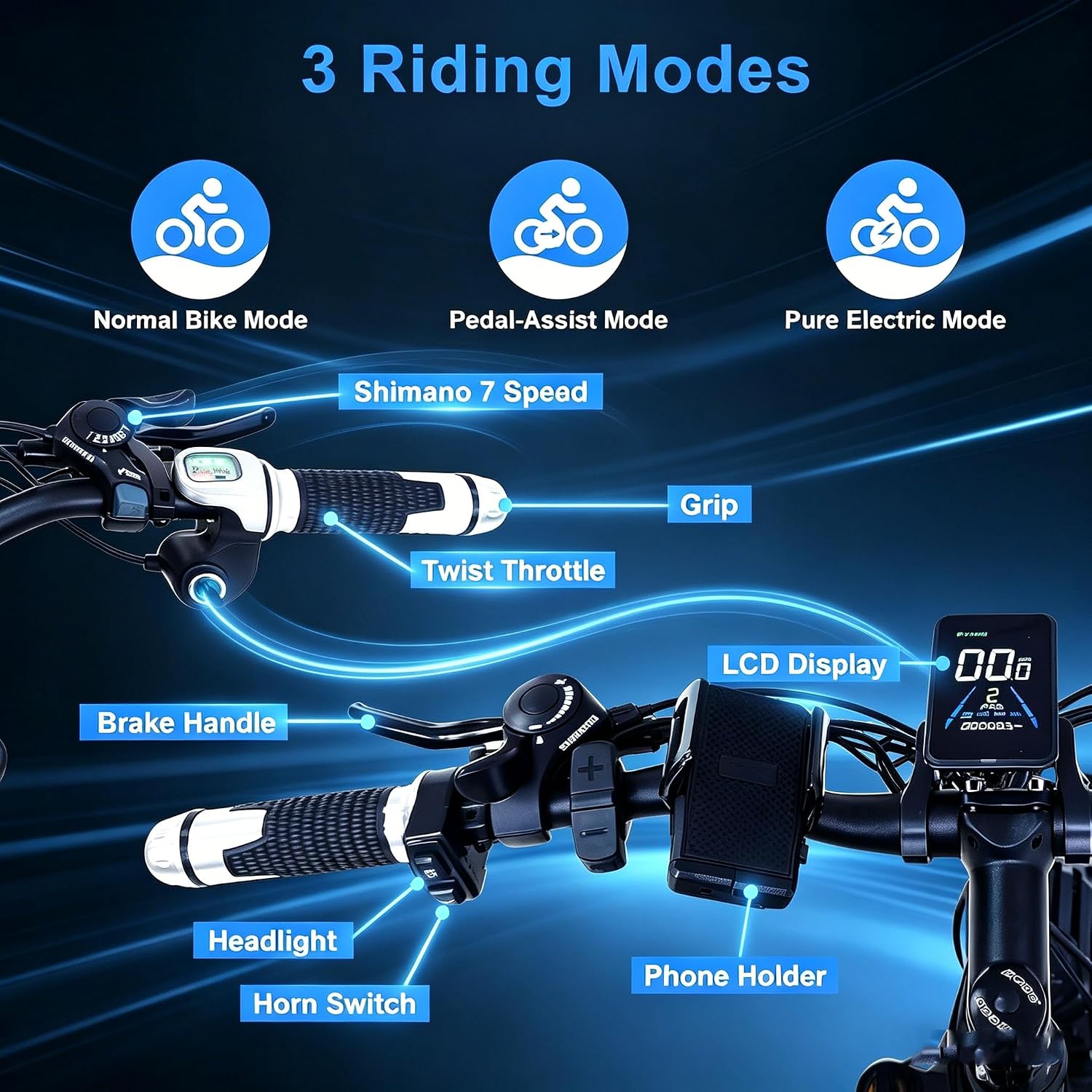Electric Bike for Adults, 5000W Peak Dual Motor 60V/52V 25Ah/23Ah 20MPH AWD Ebike 21 Speed 26' Fat Tire MTB Hydraulic Disc Brake