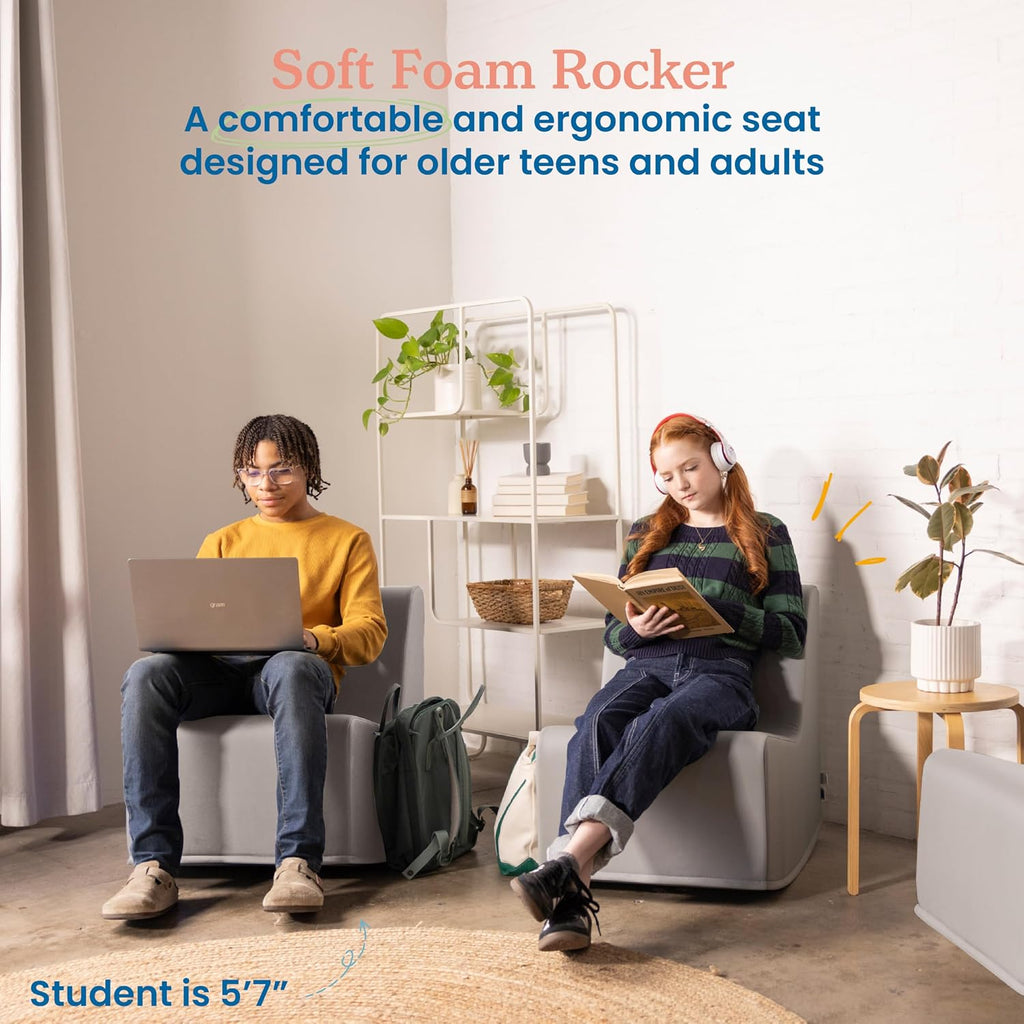 ECR4Kids SoftZone Contoured Rocking Chair, Flexible Seating, Grey