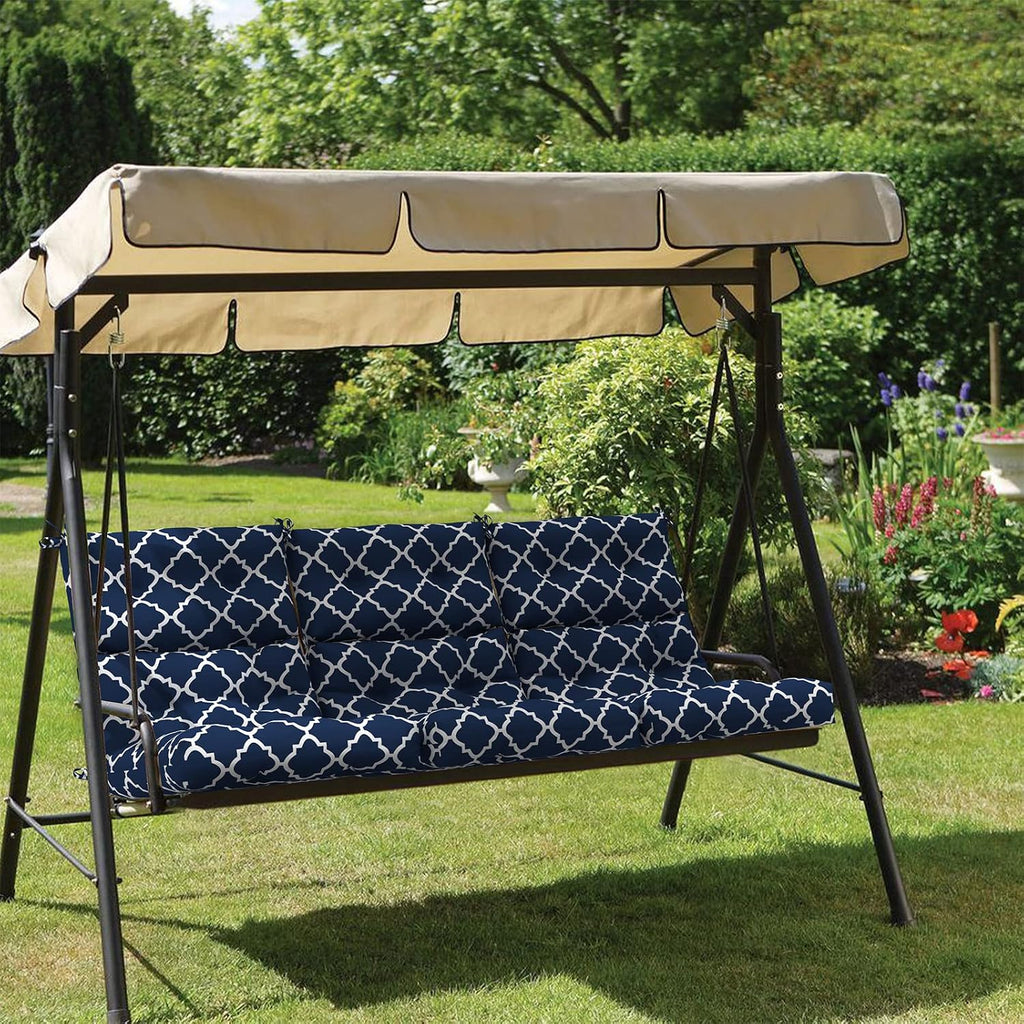 Outdoor High Back Patio Chair Cushions, Tufted Rocking Chair Cushions, Adirondack Cushions for Garden Porch Home Office Chairs Use, 44' x 22' x 4', 2 Pack, Geometry Navy