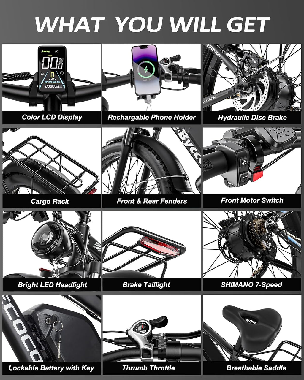 E·Bycco 6000W Peak Dual Motor Electric Bike for Adults, 52V 32AH Battery, Max 45MPH & 100Miles, Full Suspension, Hydraulic Brake, Fat Tire E-Bikes for Men Women