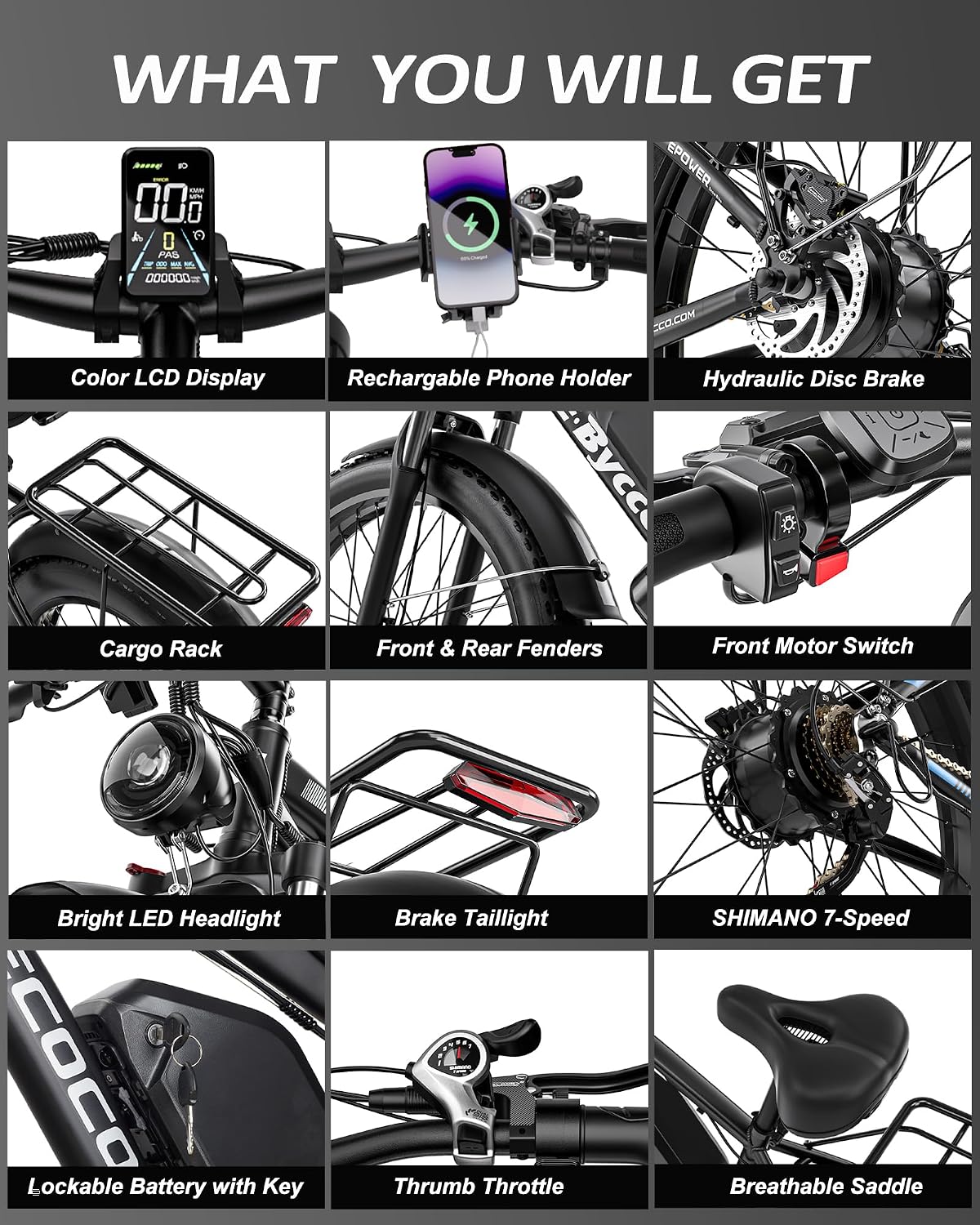 E·Bycco 6000W Peak Dual Motor Electric Bike for Adults, 52V 32AH Battery, Max 45MPH & 100Miles, Full Suspension, Hydraulic Brake, Fat Tire E-Bikes for Men Women