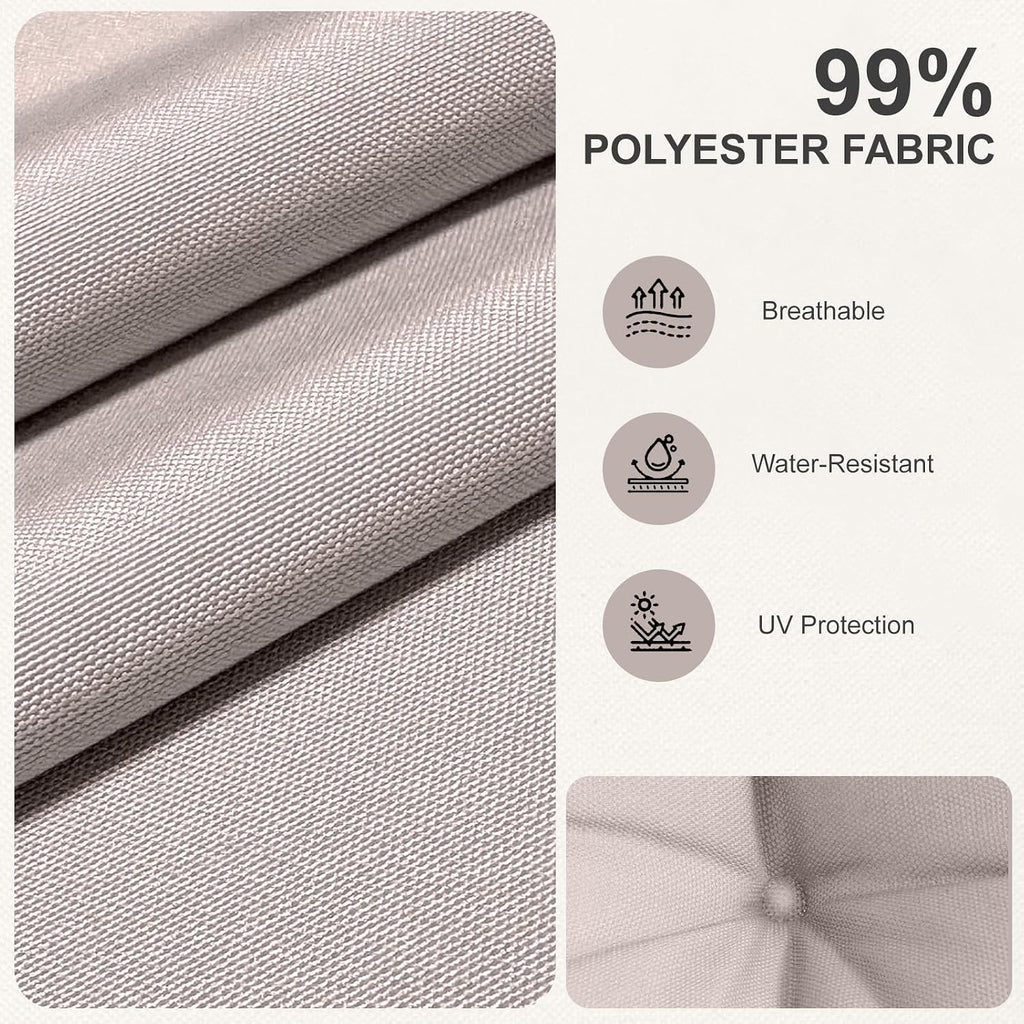Outdoor High Back Chair Cushions 2-Pack, 44'x22'x 4' Fade-Resistant Waterproof Tufted Pads with Ties for Patio Rocking & Adirondack Chairs (Khaki)