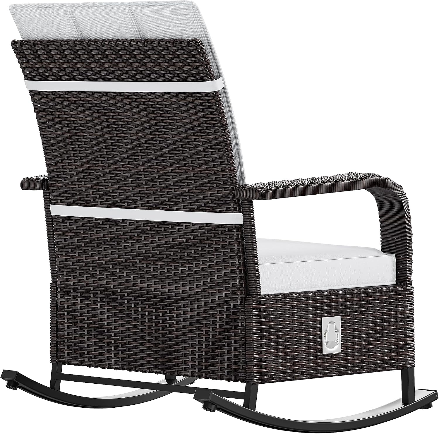 YITAHOME Outdoor Rocking Chair Set of 2, Wicker Lounge Chairs with Adjustment Backrest, PE Rattan Patio Recliner Chair with Adjustable Footrest and Soft Cushions, Ideal for Garden Backyard Porch Patio