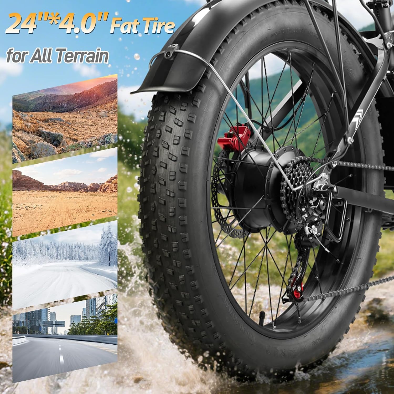 9000W Peak Dual Motor Ebike for Adults, 46MPH Fast Electric Bike for Adults with 60V 1560Wh Battery, 24' Fat Tire E-Bike, Hydraulic Disc Brake, Electric Bicycle for Snow Off-Road Commuter