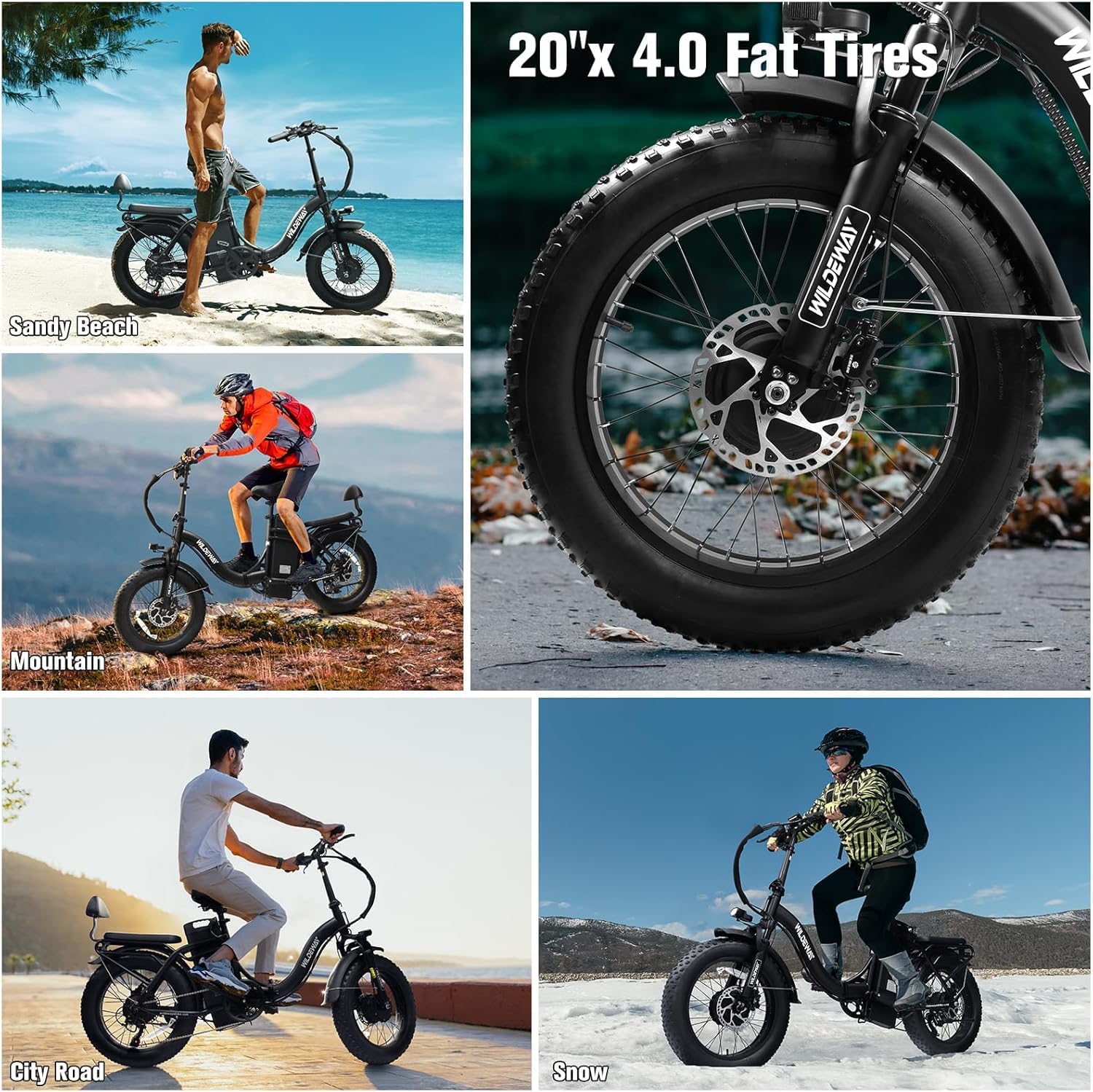 Wildeway Folding Electric Bike for Adults,2000W Dual Motor Ebike 20x4.0 Fat Tire All-Terrain 28MPH,48V 32Ah Removable Battery,7-Speed,Dual Hydraulic Disc Brake,City Commuting Delivery Bicycle
