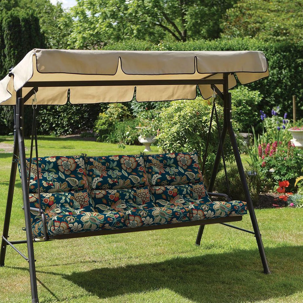 Outdoor High Back Patio Chair Cushions, Tufted Rocking Chair Cushions, Adirondack Cushions for Garden Porch Home Office Chairs Use, 44' x 22' x 4', 2 Pack,Peacock Blue