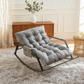 Extra Wide Boucle Rocking Chair with Technical Leather Oversized Gliding Recliner for Indoor Outdoor Living Room Nursery Bedroom (XL-Gray)