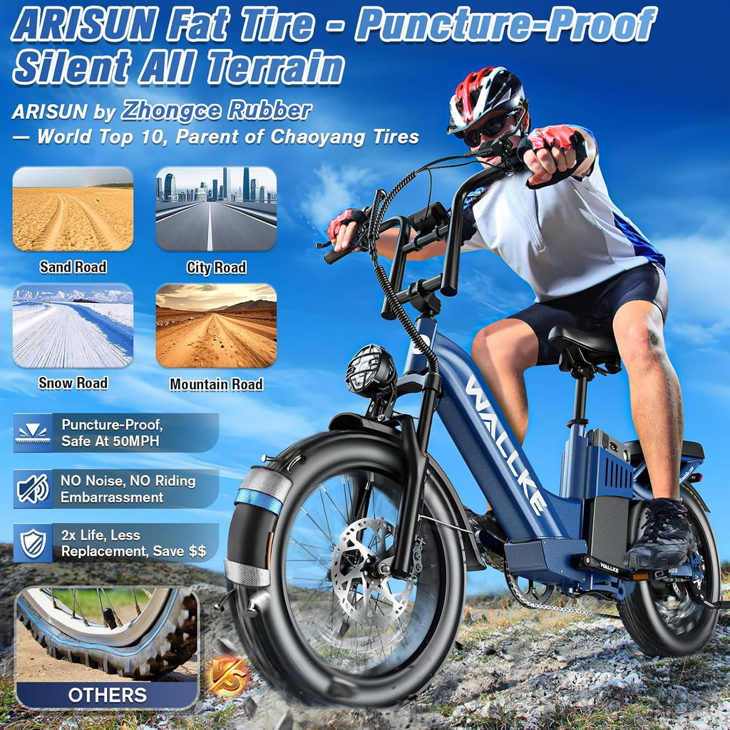 Wallke H7 Ultra 4000W 2-in-1 Electric Bike with 2640Wh Portable Power Station, 48V 55Ah Removable Battery, 37MPH Off-Road Fat Tire E-Bike for Adults, Fast E-Bike UL2849 Compliant
