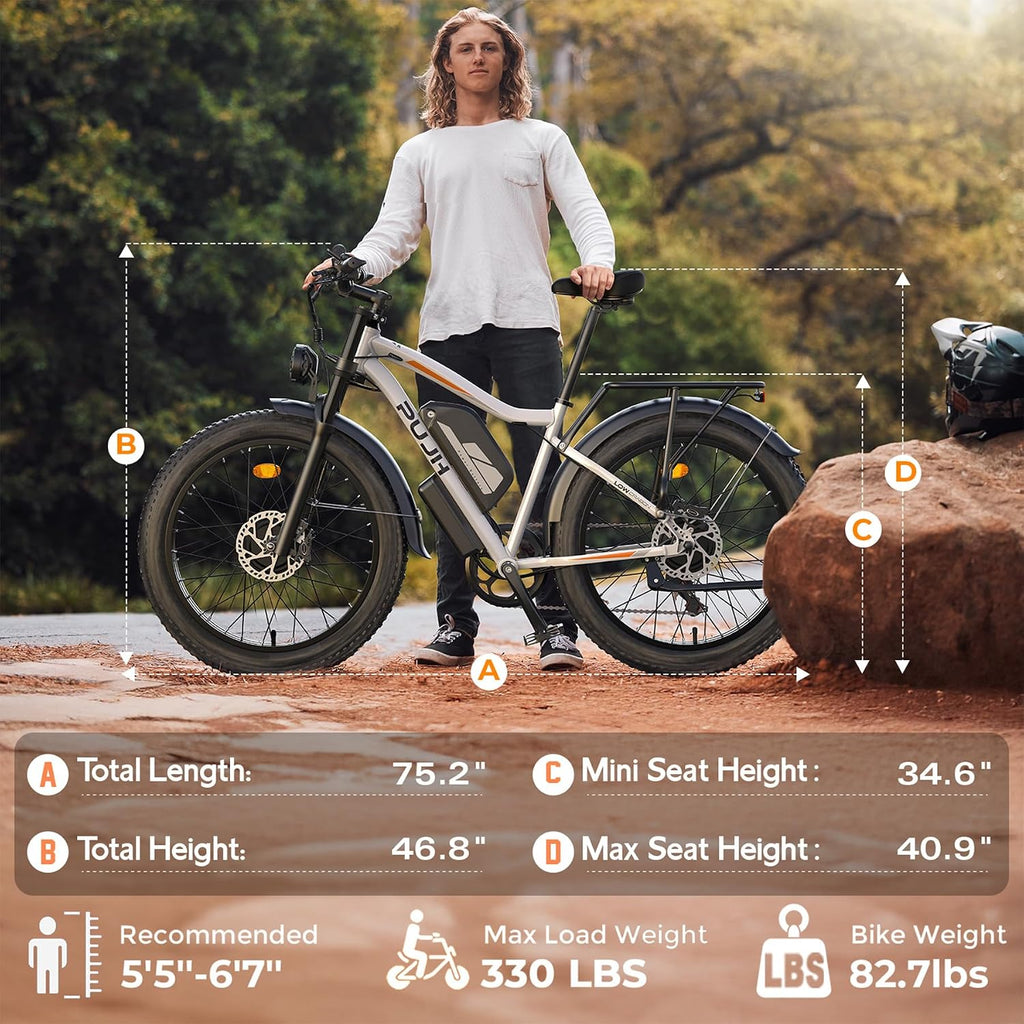 6000W Max 50 MPH up to100 Mile Dual Motor E-Bike for Adults, 60V 1200Wh Long-Lasting Battery with 26' Fat Tire All Terrain Adults with Adventure and Commuting Electric Bike