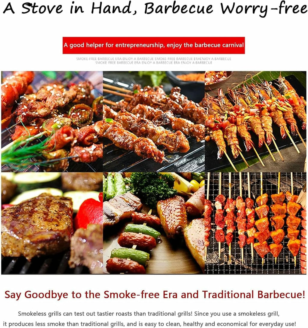 Electric Table Top Griddle - Smokeless Portable BBQ Barbecue Grill For Indoor Cooking - Temperature Control - With Water Filled Drip Tray (Jpx D282)