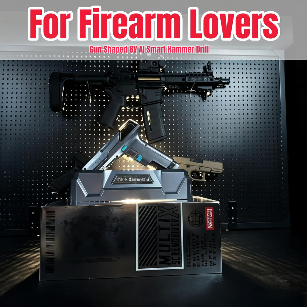 Gifts for Men - Cyberpunk Gun-Shaped AI Smart 8V Dual-Speed Hammer Drill, Cool Gadget for Boyfriend, Husband, Dad, Boss, Gamers, Tech Lovers (G007S-PRO)