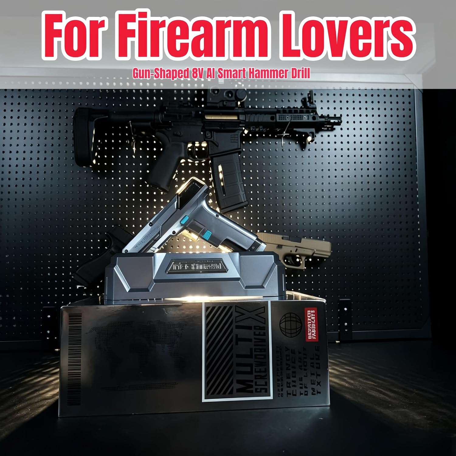 Gifts for Men - Cyberpunk Gun-Shaped AI Smart 8V Dual-Speed Hammer Drill, Cool Gadget for Boyfriend, Husband, Dad, Boss, Gamers, Tech Lovers (G007S-PRO)